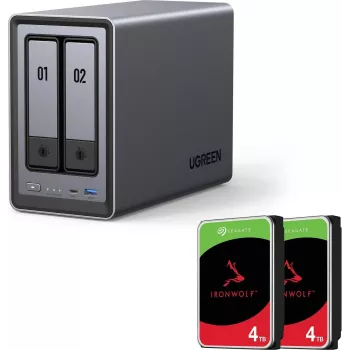 UGREEN NASync DXP2800 2-Bay NAS mit 8TB (2x Seagate IronWolf 4TB), Intel N100, 2.5GbE