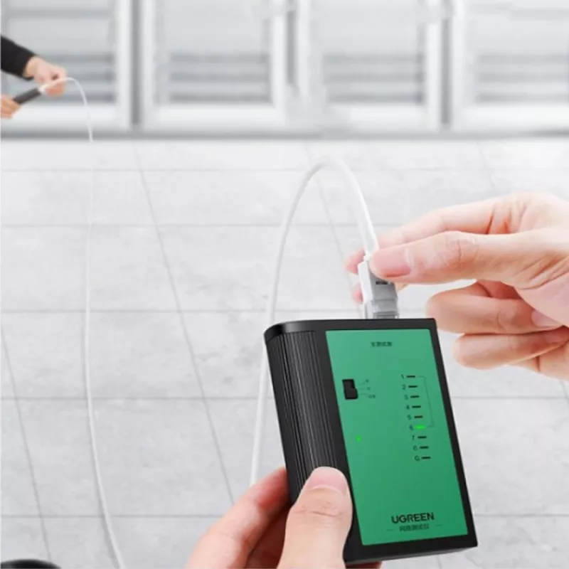 UGREEN Netzwerk- und Telefonkabel-Tester RJ45 RJ11 Durchgangstester für Cat5 Cat5e Cat6 Cat6a Cat7 Ethernet- und Telefonkabel mit LED-Anzeigen, abnehmbarem Remote-Gerät, 9V-Batteriebetrieb, NW167