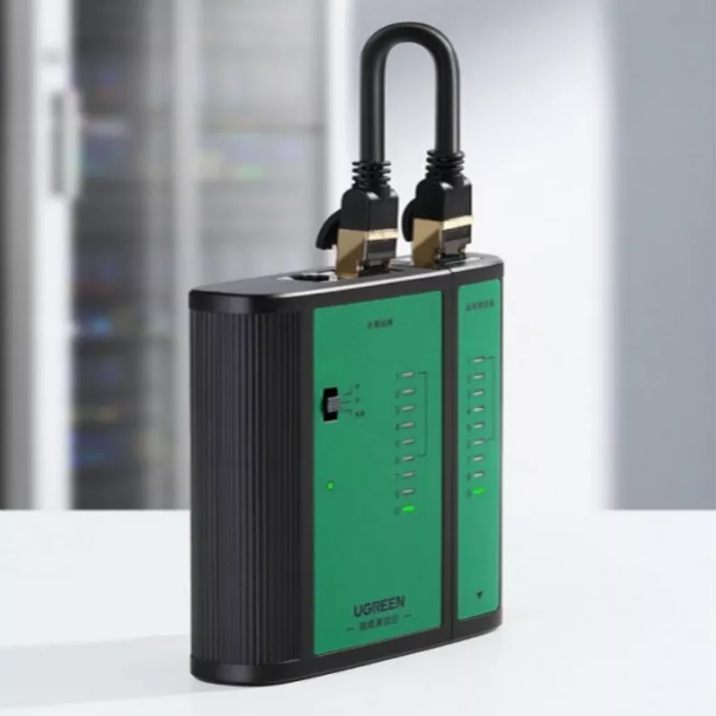 UGREEN Netzwerk- und Telefonkabel-Tester RJ45 RJ11 Durchgangstester für Cat5 Cat5e Cat6 Cat6a Cat7 Ethernet- und Telefonkabel mit LED-Anzeigen, abnehmbarem Remote-Gerät, 9V-Batteriebetrieb, NW167