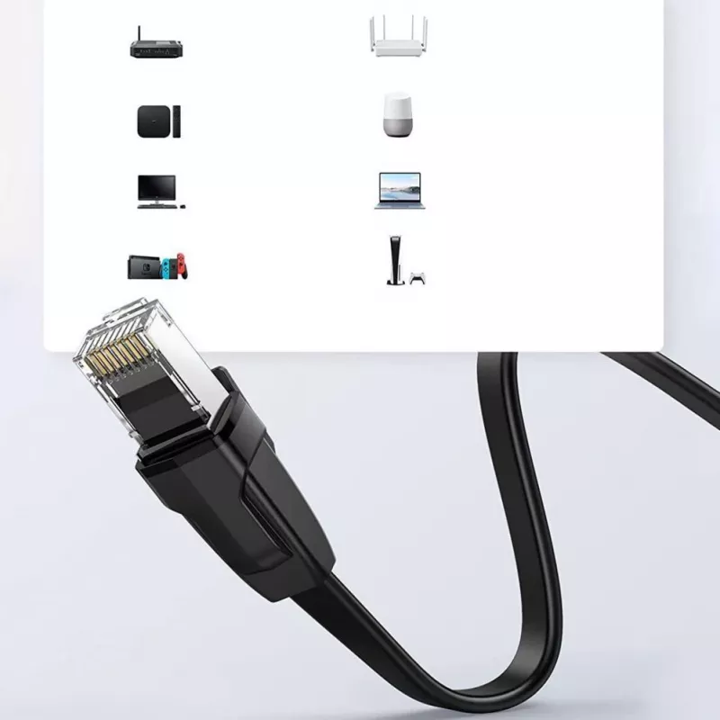 UGREEN NW102 Cat6 Flaches Ethernet-Netzwerkkabel 8m - Schwarz