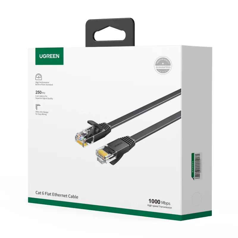 UGREEN NW102 Cat6 U/UTP Flachband-Ethernetkabel 30m - Schwarz