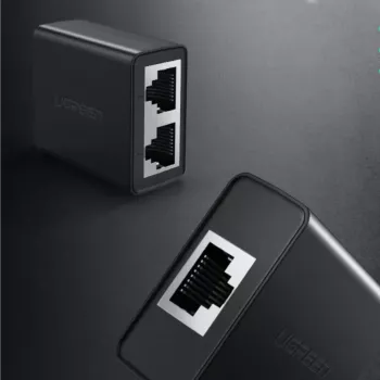 UGREEN RJ45 Splitter Adapter 2er-Pack (Schwarz) - Ethernet-Netzwerk-Splitter, 1x RJ45 Stecker auf 2x RJ45 Buchse, 100Mbps, Cat5/Cat5e/Cat6 kompatibel, passiv, Plug & Play