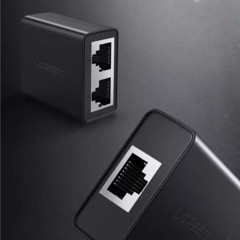 UGREEN RJ45 Splitter Adapter 2er-Pack (Schwarz) - Ethernet-Netzwerk-Splitter, 1x RJ45 Stecker auf 2x RJ45 Buchse, 100Mbps, Cat5/Cat5e/Cat6 kompatibel, passiv, Plug & Play
