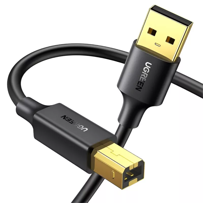 UGREEN US135 USB 2.0 A-B Kabel, vergoldet, 2m, Schwarz