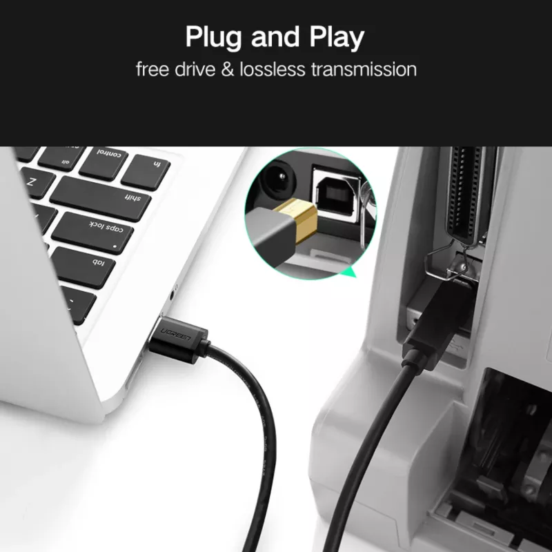 UGREEN US210 USB 3.0 A auf B Kabel, 2m, Schwarz