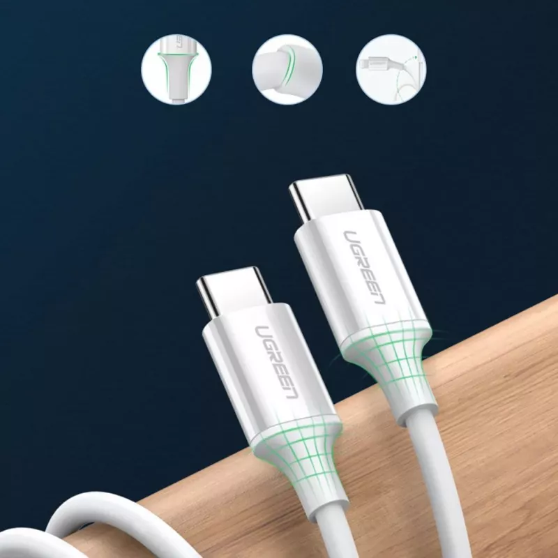 UGREEN US264 USB-C auf USB-C Kabel 1m Weiß 100W PD QC AFC