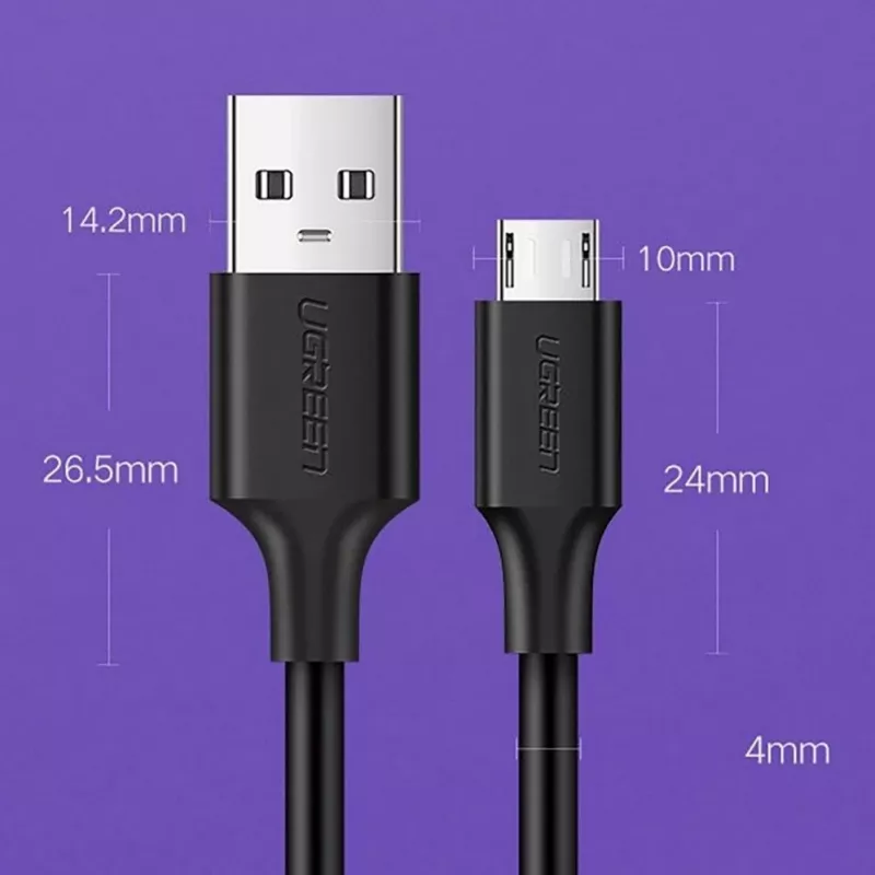 UGREEN US289 Micro USB / USB-A Kabel 0,25m - Schwarz