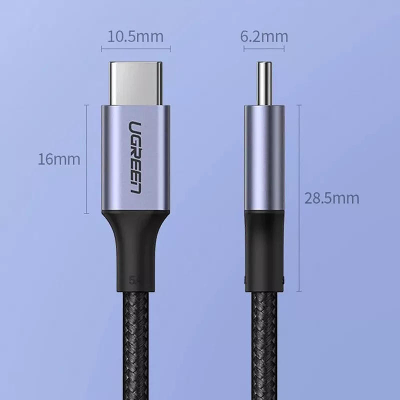UGREEN US316 USB-C auf USB-C Kabel 100W 5A 480Mbps 1,5m Grau