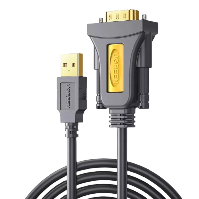 UGREEN USB 2.0 auf RS-232 Seriell-Adapterkabel (USB-A Stecker auf DB9 Stecker) - Schwarz, 1,5 m