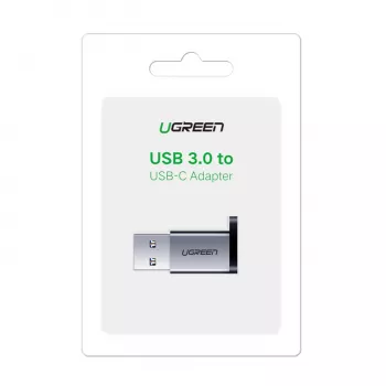 UGREEN USB 3.0 Stecker auf Typ-C 3.1 Buchse Adapter, Datenübertragung und Laden, Space Grau