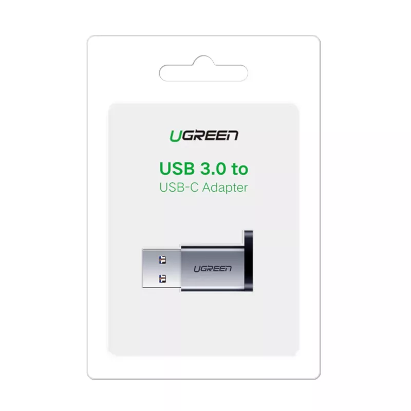UGREEN USB 3.0 Stecker auf Typ-C 3.1 Buchse Adapter, Datenübertragung und Laden, Space Grau