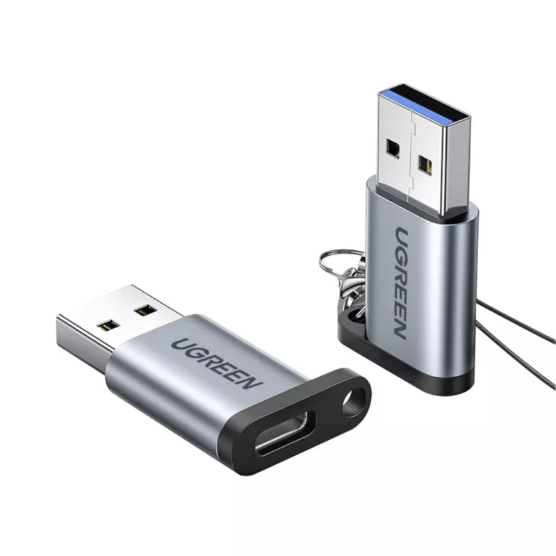 UGREEN USB 3.0 Stecker auf Typ-C 3.1 Buchse Adapter, Datenübertragung und Laden, Space Grau