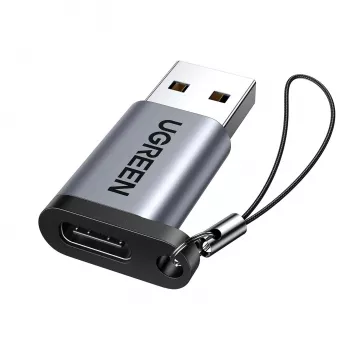 UGREEN USB 3.0 Stecker auf Typ-C 3.1 Buchse Adapter, Datenübertragung und Laden, Space Grau