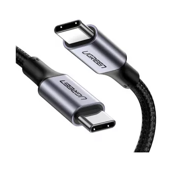 UGREEN USB-C auf USB-C 100W geflochtenes Nylon-Ladekabel 2m Schwarz