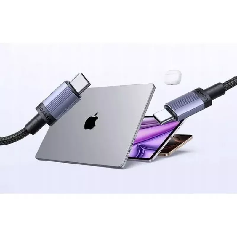 UGREEN USB-C auf USB-C Ladekabel USB 2.0 240W PD 3.1, Aluminiumgehäuse geflochten, 2m Grau