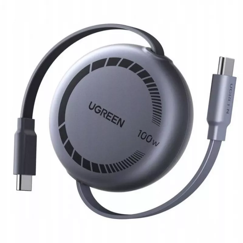 UGREEN USB-C auf USB-C PD 100W ausziehbares Schnellladekabel 1m Schwarz