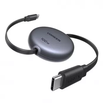 UGREEN USB-C auf USB-C PD 100W ausziehbares Schnellladekabel 1m Schwarz