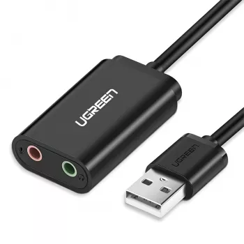 UGREEN USB auf 3,5 mm externer Stereo-Sound-Adapter - Schwarz
