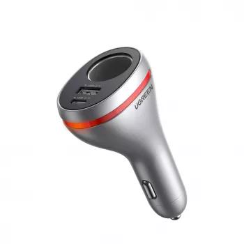 UGREEN USB Type C / USB QC PD 24W Autoladegerät mit 12V Zigarettenanzünderbuchse Silber (CD204)