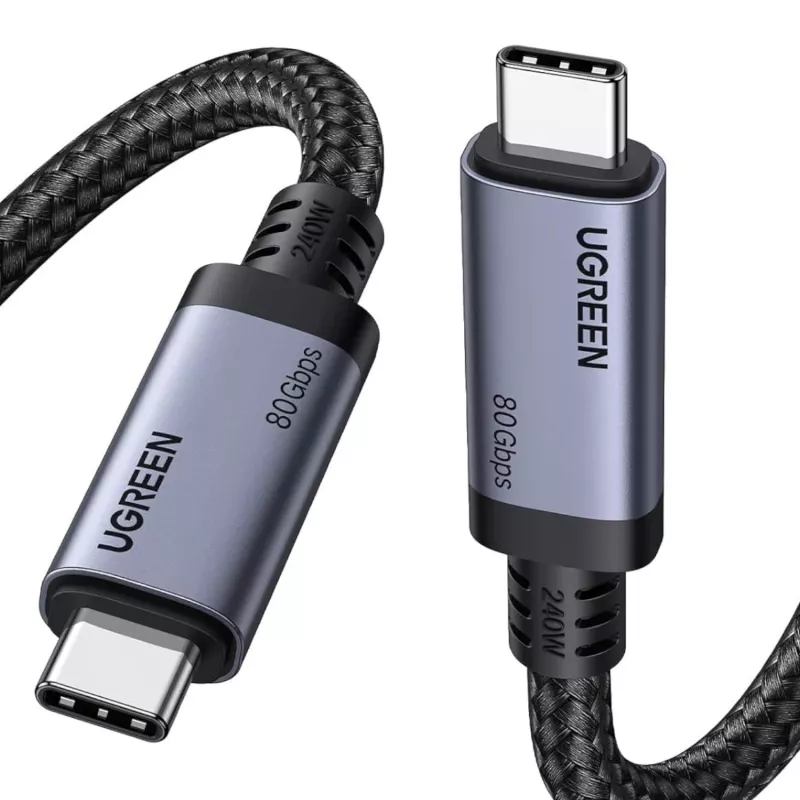 UGREEN USB4 USB-C auf USB-C Kabel 240W 40Gbps 16K@60Hz 80Gbps Thunderbolt 4 Kompatibel 1m Nylon Geflochten