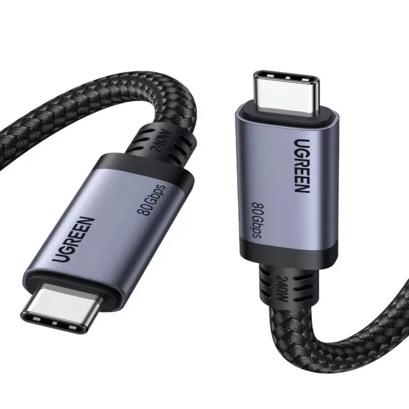 UGREEN USB4 USB-C auf USB-C Kabel 240W 40Gbps 16K@60Hz 80Gbps Thunderbolt 4 Kompatibel 1m Nylon Geflochten