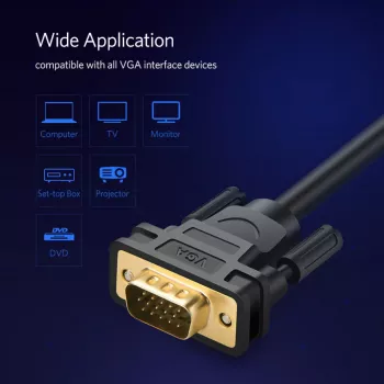 UGREEN VG101 VGA-Stecker-zu-Stecker-Kabel 3M – vergoldet, Doppel-Ferrit, Full HD 1080p