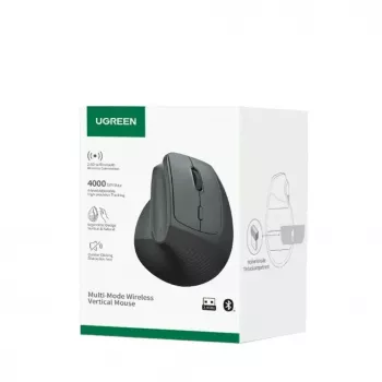 UGREEN Kabellose Vertikale Maus Schwarz 2.4GHz Ergonomisch Leise Klicks 2400 DPI