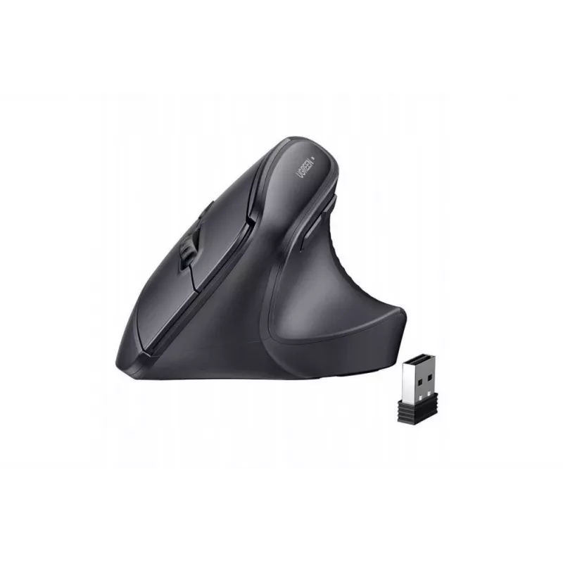 UGREEN Kabellose Vertikale Maus Schwarz 2.4GHz Ergonomisch Leise Klicks 2400 DPI