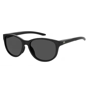 Under Armour UA0014GS807 Damen-Sonnenbrille - Glänzend schwarzer Rahmen, graue Gläser, 57 mm