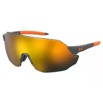 Under Armour UAHALFTIMEF2M Unisex-Sonnenbrille - Schwarzer Rahmen, graue Gläser, 65 mm Glasbreite, 120 mm Bügellänge