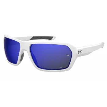 Under Armour UARECON6HTG47 Herren-Sonnenbrille - rechteckig, Wrap-Around, grüne Gläser, Havanna-Rahmen