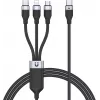 UNITEK 3-in-1 USB-A auf Lightning, USB-C, Micro USB Nylon-Geflecht-Ladekabel 1,2 m Schwarz