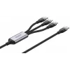 UNITEK 3-in-1 USB-A auf Lightning, USB-C, Micro USB Nylon-Geflecht-Ladekabel 1,2 m Schwarz