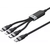 UNITEK 3-in-1 USB-A auf Lightning, USB-C, Micro USB Nylon-Geflecht-Ladekabel 1,2 m Schwarz