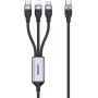 UNITEK 3-in-1 USB-A auf Lightning, USB-C, Micro USB Nylon-Geflecht-Ladekabel 1,2 m Schwarz