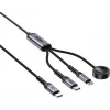 UNITEK 3-in-1 USB-C + Lightning + Apple Watch Ladekabel, 100W PD, 480 Mbps, 1,2 m, Schwarz