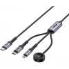UNITEK 3-in-1 USB-C + Lightning + Apple Watch Ladekabel, 100W PD, 480 Mbps, 1,2 m, Schwarz