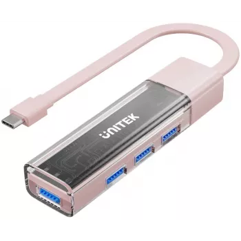 UNITEK Bidirektionaler USB-C/USB-A Hub, 4-Port, 5Gbps, Pink