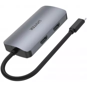 Unitek D1051A USB-C Hub mit 1x USB 3.0, VGA, 2x HDMI, Power Delivery und MST
