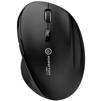 UNITEK Powerton ERGO CLOE Wireless Mouse – Schwarz, 1600 DPI, ergonomisches Design für Rechtshänder