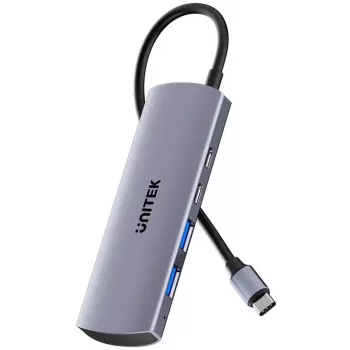 UNITEK USB-C Hub 4-in-1 USB-C 10 Gbps, 2x USB-A und 2x USB-C, Space Grey