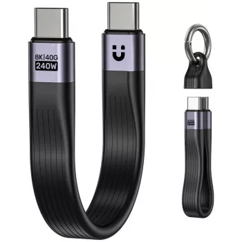 UNITEK USB4 Schlüsselanhänger-Kabel USB-C auf USB-C 40Gbps 240W PD 8K 13cm Schwarz