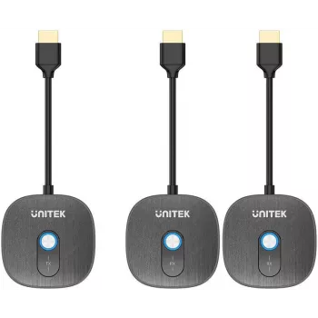UNITEK Wireless HDMI 1080p AV Signal Transmitter System, 1 Sender + 2 Empfänger, Schwarz