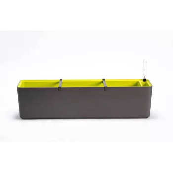 URBALIVE BERBERIS Selbstbewässernder Rechteckpflanzkasten 80 x 20 cm, Grau-Braun
