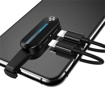 USAMS Lightning Dual Adapter mit LED-Licht SJ357 Schwarz