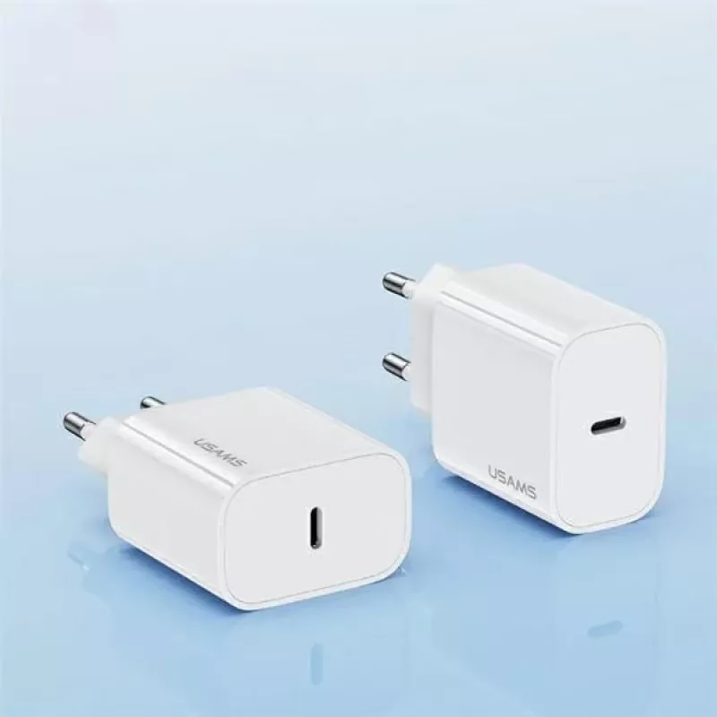 USAMS Yi Series T65 20W PD Fast Charger mit USB-C auf USB-C 60W Kabel, Weiß (OYXLTZ01)