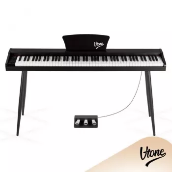 V-TONE BL-130 BK Digitalpiano mit 88 gewichteten Hammertasten, 16 Klangfarben, 128-stimmiger Polyphonie, 3 Pedalen und 2x25W Lautsprechern - Schwarz