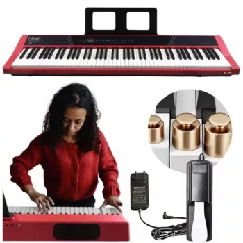 V-TONE BL-190 88-Tasten tragbares Digitalpiano mit gewichteter Hammermechanik, Schwarz