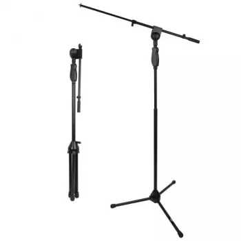 V-TONE DELUXE M1 Solo Mikrofonstativ mit Auslegerarm und Stativbasis, höhenverstellbar 900-1600 mm, Schwarz