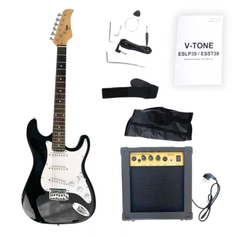 V-TONE ESST39 BK E-Gitarre 4/4 Stratocaster Black